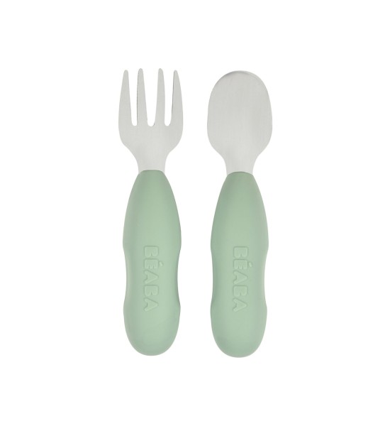 Set 2 Posate Prime Pappe Béaba Acciaio e Silicone