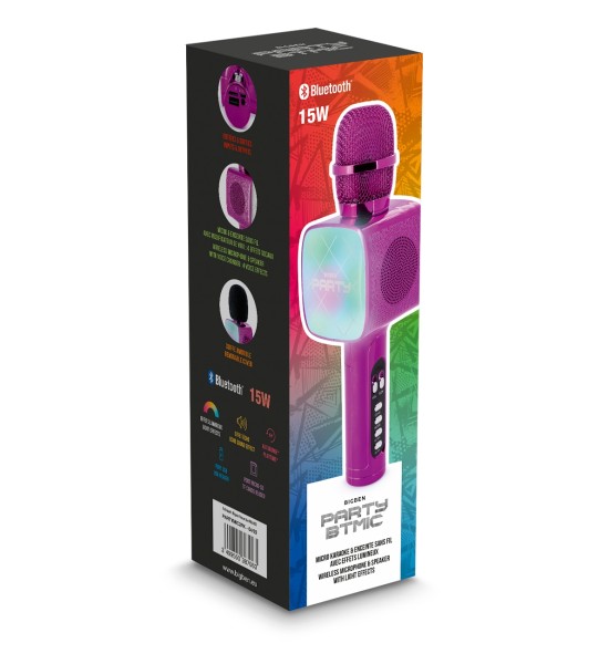 Micrófono Bluetooth Bigben para karaoke con altavoz y efectos de luz