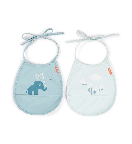 Set of 2 Waterproof Bibs Done By Deer Elphee with Pocket