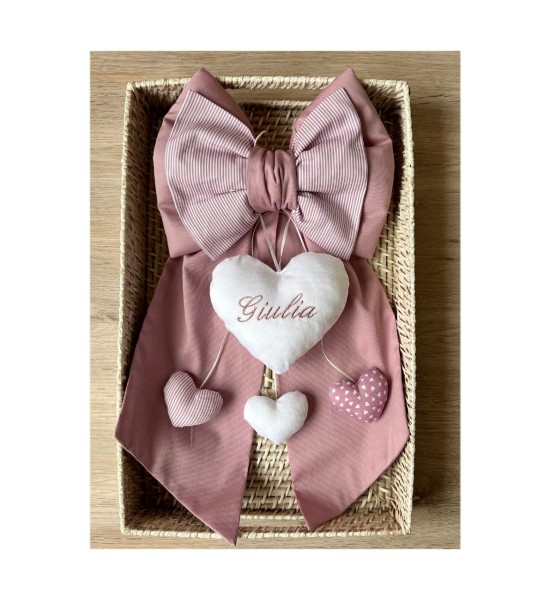 Piquet Birth Bow Fior Di Coccole With Heart and cuoricini Customizable