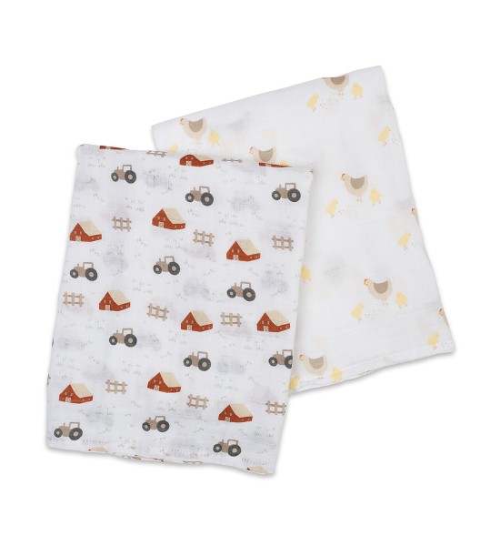 Set of 2 Lulujo Baby Swaddle Covers 100% Cotton Muslin