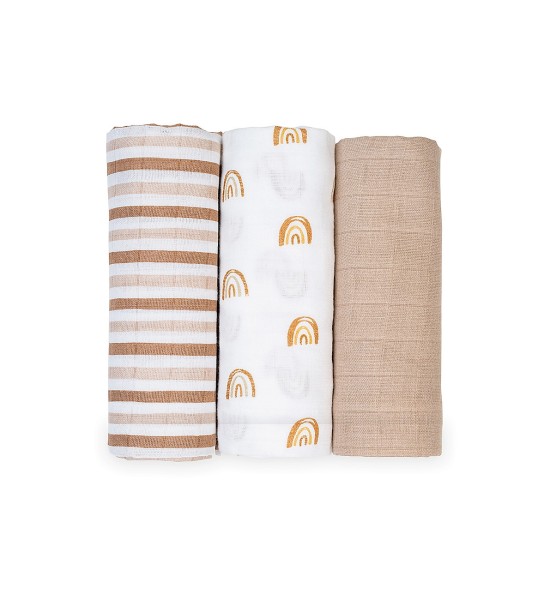 Set 3 Swaddle Lulujo Baby 100% Mussola di Cotone