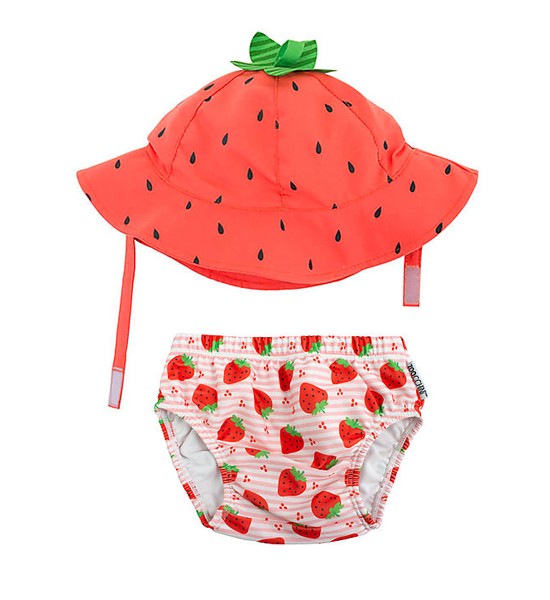 Set Baby Swimsuit + Cap Strawberry Zoocchini