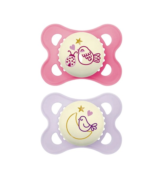 Mam Original Night Silicone Pacifiers 2-6m Pack. Double