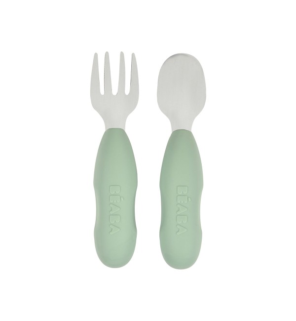 Prime Pappe Béaba Steel and Silicone Cutlery Set of 2