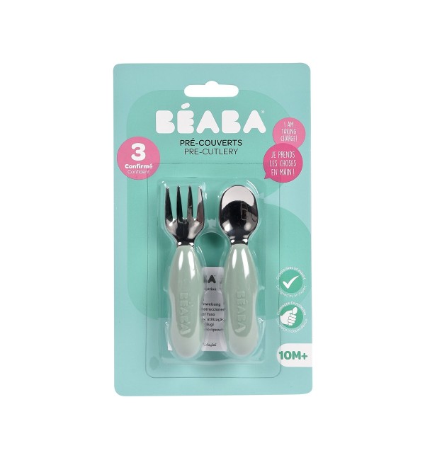 Prime Pappe Béaba Steel and Silicone Cutlery Set of 2