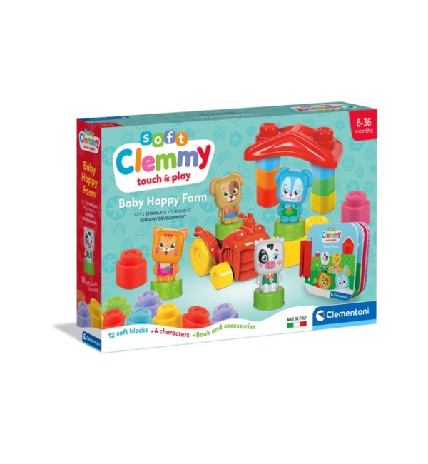 Happy Farm Baby-Spiel mit weichen Ziegeln Clementoni