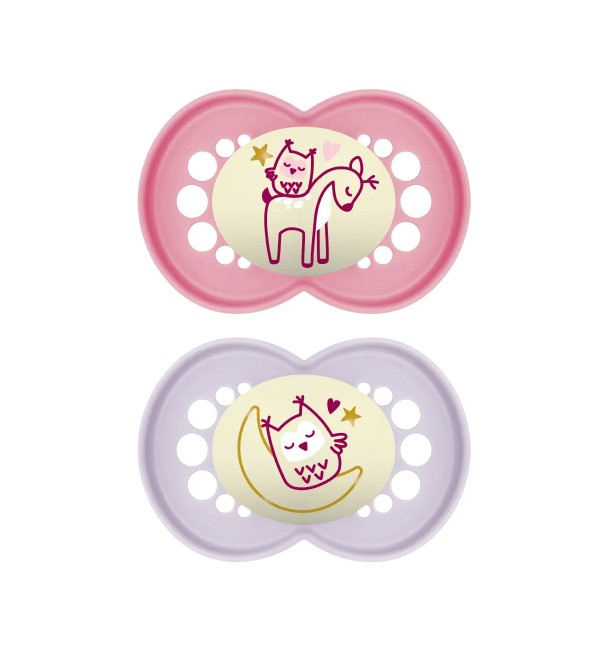 Silicone Pacifiers Mam Original Night 6+m Pack. Double